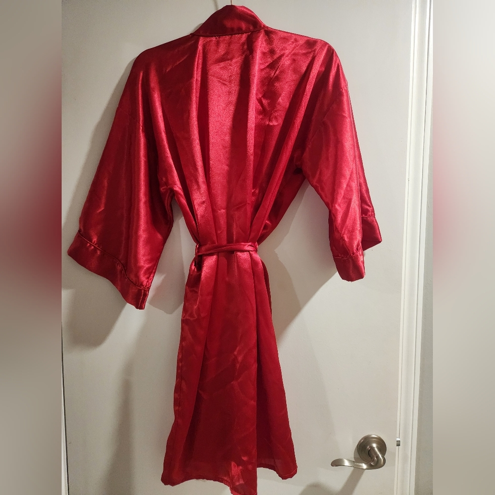 Red Satin Women's Robe - Picture 2 of 5